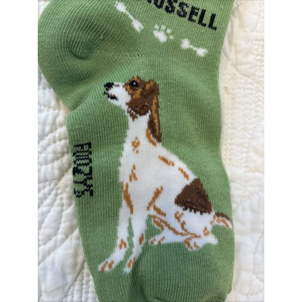 Foozy's Canine Collection Jack Russell Socks Women SZ 9-11 Green PolyBlend New